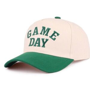 GAME DAY Two-Tone Cream and Green Baseball Cap